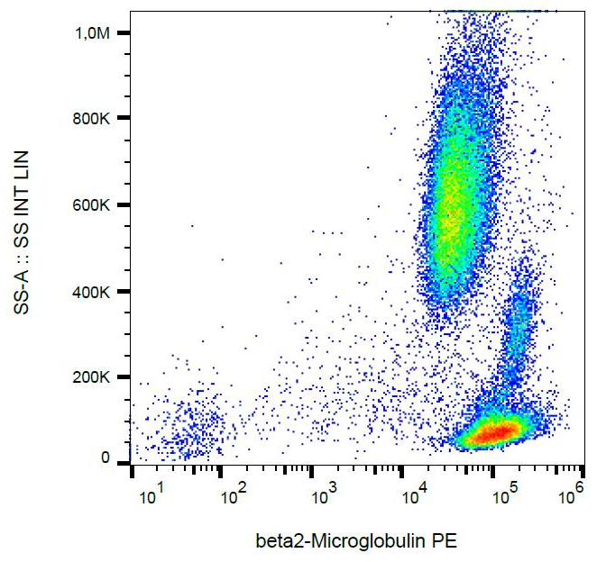 Surface staining of beta2-microglobulin in human peripheral blood with anti-beta2-microglobulin (B2M-01) PE.