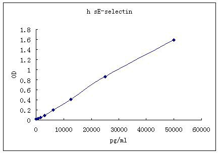 Representative standard curve for sE-selectin ELISA. sE-selectin was diluted in serial two-fold steps in Sample Diluent.